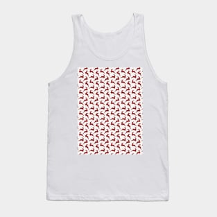 Dark Christmas Candy Apple Red Leaping Reindeer on White Tank Top